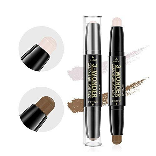 Scala 2Pcs/set Double Head 2 Colors Comestic Contour Stick Pen Highlight Brightening Concealer Pen Pencil Nose Eye Shadow 3D Face Bronzer Pen Perfect Concealing Blemish -2packs-