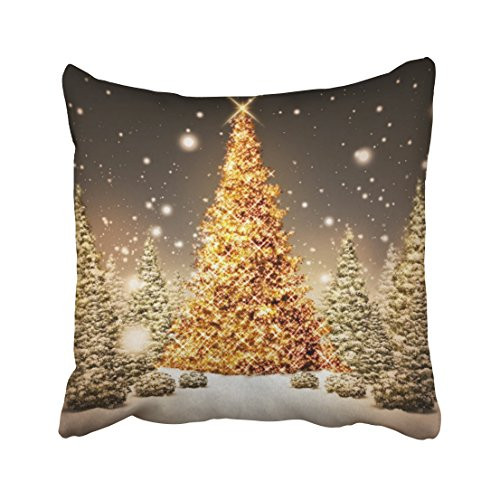 Shorping Zippered Pillow Covers Pillowcases 20X20 Inch Gorgeous Gold Christmas Tree Decorative Throw Pillow Cover,Pillow Cases Cushion Cover for Home Sofa Bedding Bed Car Seats Decor
