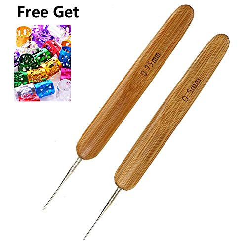 Dreadlock Crochet Hook Dread Needle Soft Touch Steel for Hair Braid Craft Tool (0.5mm+0.75mm)