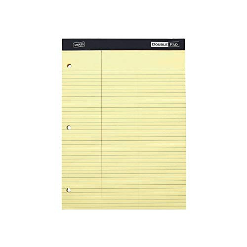 Staples 369746 3-Hole Double Pad 8.5-Inch X 11.75-Inch Canary Law Ruled 3-Inch Margin Each