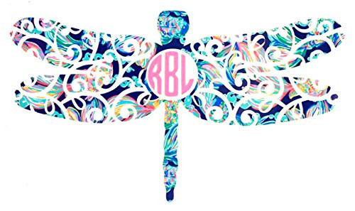 Dragonfly Monogram Vinyl Decal Sticker - Water Bottle Sticker - Window Decal - Laptop Decal - Tumbler - Bumper - You Choose Size and Color