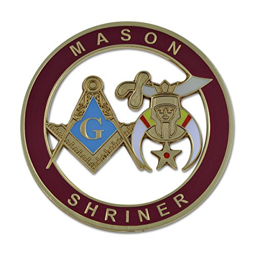 Mason Shriner Burgundy Masonic Auto Emblem - 3" Diameter