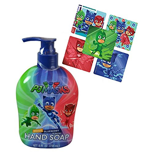 Pj Mask Kids 8oz Hand Soap Featuring Cat Boy, Gekko  and  Owlette Plus Bonus PJ MAsk Character Stickers