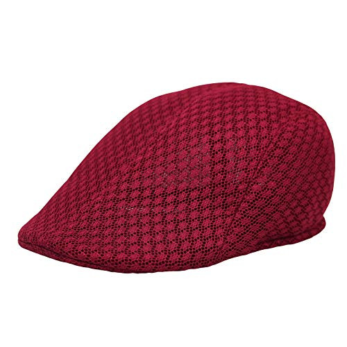 WITHMOONS Men Breathable Mesh Summer Hat Newsboy Cap Cabbie Cap UZ30053 -Red-