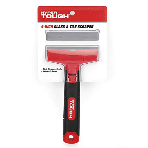 Hyper Tough 4-INCH GLASS  and  TILE SCRAPER  plus 3-BLADES Comfortable Non-Slip Handle