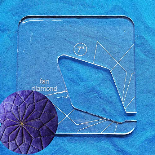 HONEYSEW Free Motion Quilting Template Series 5 with Quilting Frame for Domestic Sewing Machine Ruler -Fan Diamond-