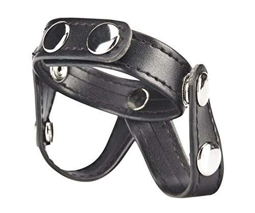 Electric V-Style Cock Ring with Ball Divider, Black, 88 Gram