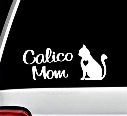 Calico Mom Decal Sticker for Car Window - Cat Decal - 8 Inch - BG 363