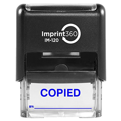 Supply360 AS-IMP1115B - COPIED Stamp with by-Line, Blue Ink, Heavy Duty Commerical Self-Inking Rubber Stamp, 9/16" x 1-1/2" Impression