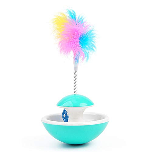 JANKE Pet cat Toy Tumbler Feather Bell Funny cat Stick Toy Bell Ball Cat Entertainment Toys Interactive-Blue- JANKE Pet cat Toy Tumbler Feather Bell Funny cat Stick Toy Bell Ball Cat Entertainment Toys Interactive-Blue-