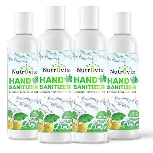 Nutrovix Hand Sanitizer Gel 70 percent Ethyl Alcohol 4oz -4 Pack-, 4 Fl. Oz