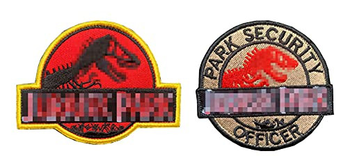 Antrix 2 Pieces Park Security Officer Patch and Dinosaur Emblem Patch Iron On Sew on Tactical Patches for Clothes Backpacks