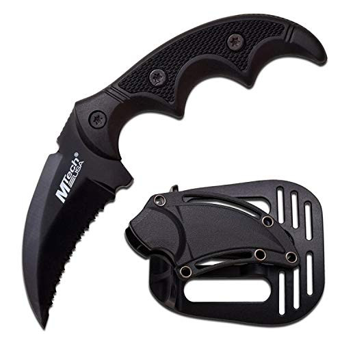 MTECH USA Fixed Blade Tactical Knife G10 Texture Handle with Holster 2 Inch Blade -BLACK-