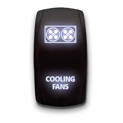 COOLING FANS - White - STARK 5-PIN Laser Etched LED Rocker Switch Dual Light - 20A 12V ON/OFF
