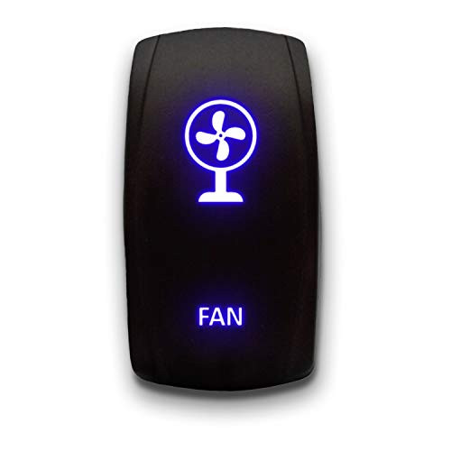 FAN - Blue - STARK 5-PIN Laser Etched LED Rocker Switch Dual Light - 20A 12V ON/OFF