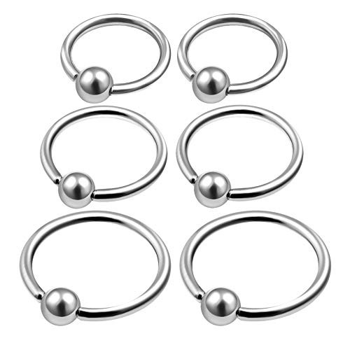 6Pcs Surgical Steel 18g 6mm 8mm 10mm Captive Bead Ring Piercing Jewelry Septum Eyebrow Cartilage Tragus Nose 3mm Ball M4779 6Pcs Surgical Steel 18g 6mm 8mm 10mm Captive Bead Ring Piercing Jewelry Septum Eyebrow Cartilage Tragus Nose 3mm Ball M4779