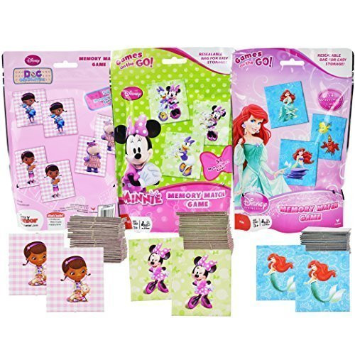 Memory Matching Game Bundle Set includes Minnie Mouse, Doc McStuffins, and Little Mermaid