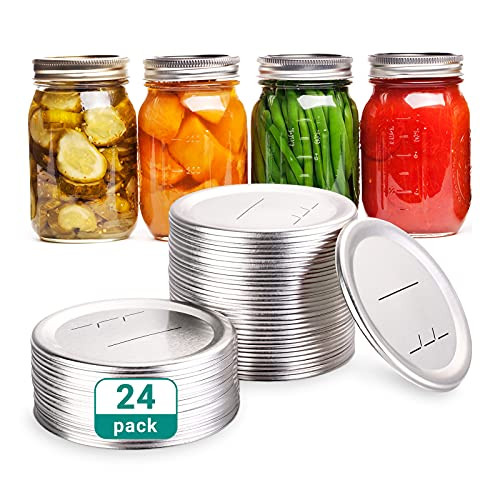 Funexara Regular Mouth Canning Lids for Mason Jar, 70mm-2.76 inches-, Reusable Split-type Lids Leak Proof Storage and Secure Canning Jar Caps with Silicone Seals Rings for Small Mouth Ball, Kerr Jars