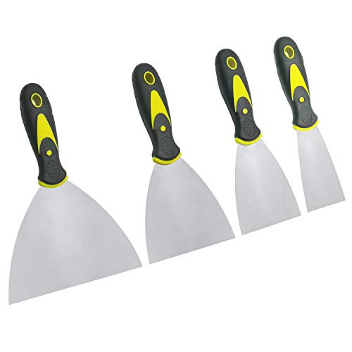 Listenman Putty Knife Set, 4 PCS -2,3,4,6 inch- Spackle Putty Knives, Metal Scrapers, Putty Scrapers for Drywall, Putty, Decals, Wallpaper, Baking, Patching and Painting