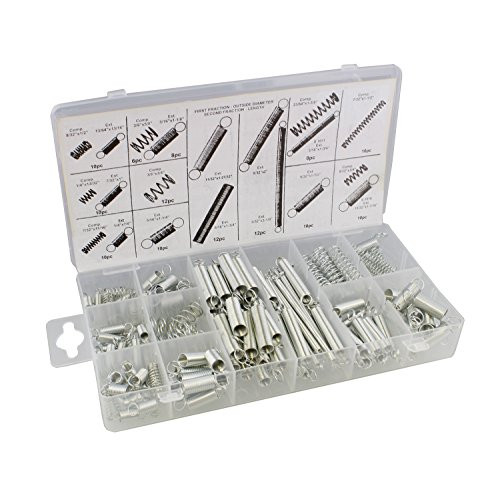 ABN Compression  and  Extension Spring 200 pc Assortment Set, Heavy-Duty Steel Wire  Metal Tension Springs Replacement Kit