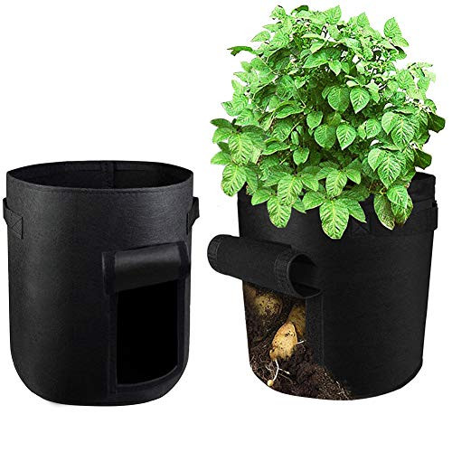 MBIO Grow Bags Plant Growing Bags Vegetables/Flower/Plants Growing Bag Non-Woven Aeration Fabric Pot Grow Bags -10gallon 2pack-