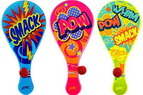 JA-RU Paddle Ball with String -Pack of 3- - Real Quality Paddle Balls Classic Game. - Item -1994-3s