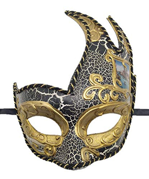 Coolwife Men's Masquerade Mask Vintage Venetian Checkered Musical Party Mardi Gras Mask -X Black- Coolwife Men's Masquerade Mask Vintage Venetian Checkered Musical Party Mardi Gras Mask -X Black-