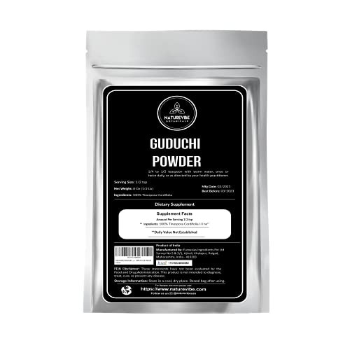 Naturevibe Botanicals USDA Organic Guduchi Powder -8 Ounces- - Tinospora Cordifolia - 100 percent Pure  and  Natural - Supports Immune System -Packaging May Vary-