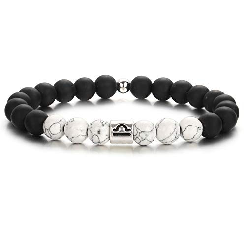 12 Constellations anxiety Bracelet for women Friendship Couple Distance men Bracelet Bangle White Black Yin Yang Lucky Blessing Beads Bracelet Wristband for Girls Jewelry -Libra- 12 Constellations anxiety Bracelet for women Friendship Couple Distance men Bracelet Bangle White Black Yin Yang Lucky Blessing Beads Bracelet Wristband for Girls Jewelry -Libra-