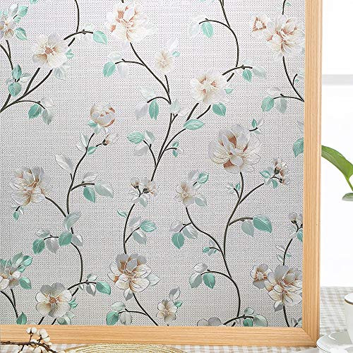 VELIMAX Privacy Window Film Colored Static Cling Stained Glass Film Decorative Window Cover Opaque Sun Blocking Anti-UV -17.7"x78.7"-