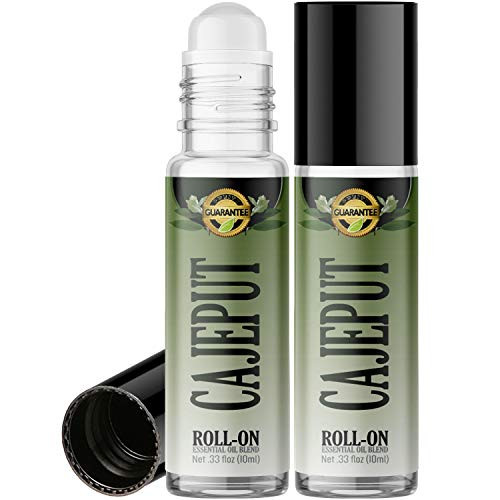Cajeput Roll On Essential Oil Rollerball -2 Pack - Pure Cajeput Oil- Pre-diluted with Glass Roller Ball for Aromatherapy, Kids, Children, Adults Topical Skin Application - 10ml Bottle