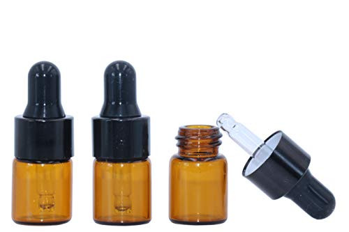 Pinklife 30 Pcs Essential Oil Dropper Bottles Travel Portable Mini Amber Glass Bottles Refillable Eye Dropper Cosmetic Liquid Lotion Container Bottle Jar Perfume Sample Storage Vials-2ml-