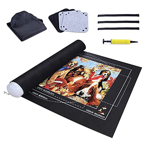 Jigsaw Puzzle Roll Mat Puzzle Storage with Unique Auxiliary Line Design for Up to 1,500 Pieces Puzzle Portable Puzzle Saver