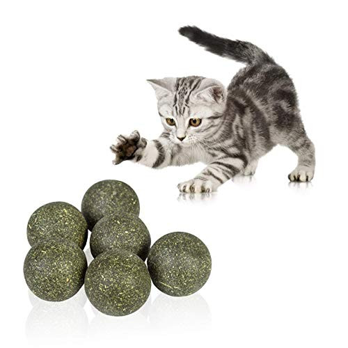 QUTOP Catnip Balls Toy, Natural Catnip Balls for Cats Licking, 6 Pack Interactive Catnip Cat Toys, Care Teeth Cleaning Catnip Toys for Indoor Cats Kitten Kitty, Cat Nip Balls Toy