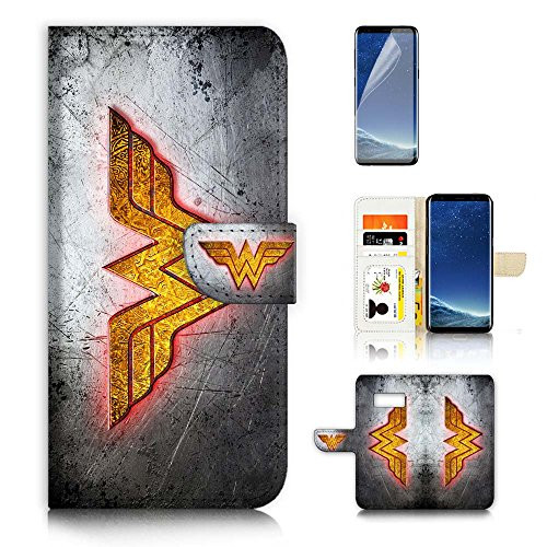 ( For Samsung S8 Plus / Galaxy S8+ ) Flip Wallet Case Cover & Screen Protector Bundle! A6351 Wonder Woman