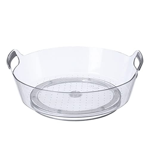 Hemoton Pantry Cabinet Lazy Susan Turntable Storage Container Non- Skid Rotating Kitchen Spice Organizer Cosmetic Display Stand for Countertop Shelf Table Vanity Bathroom