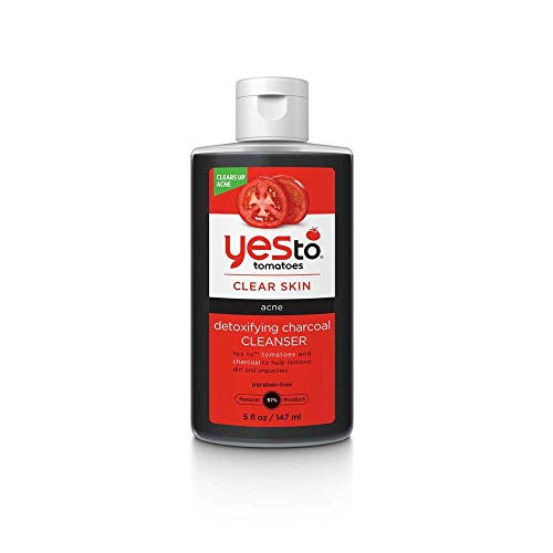 Yes To Tomatoes Detoxifying Charcoal Facial Cleanser, Acne Face Wash with Salicylic Acid Blackhead Control, Charcoal and Jojoba Oil, 5 Fl Oz
