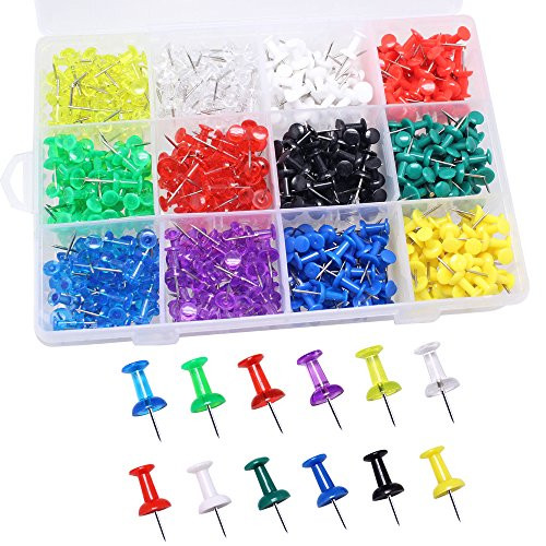 Dreamtop 600 Pieces Multi-Colored Push Pins with Plastic Heads for Map Cork Notice Board Home School Office Supplies