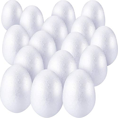 15 Pieces Easter Foam Egg White Styrofoam Egg Craft Egg Foam Natural Polystyrene Egg Foam Handmade Egg Ball for DIY Easter Craft Home Decoration -3.15 x 2.17 Inches-