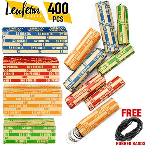 400 Assorted Coin Wrappers of Nickel - Quarter Wrappers - Penny Wrappers and Dime Wrappers - ABA Striped Kraft Paper Coin Roll Wrappers - Flat Coin Wraps Used with Coin Organizer, Counter and Sorter 400 Assorted Coin Wrappers of Nickel - Quarter Wrappers - Penny Wrappers and Dime Wrappers - ABA Striped Kraft Paper Coin Roll Wrappers - Flat Coin Wraps Used with Coin Organizer, Counter and Sorter