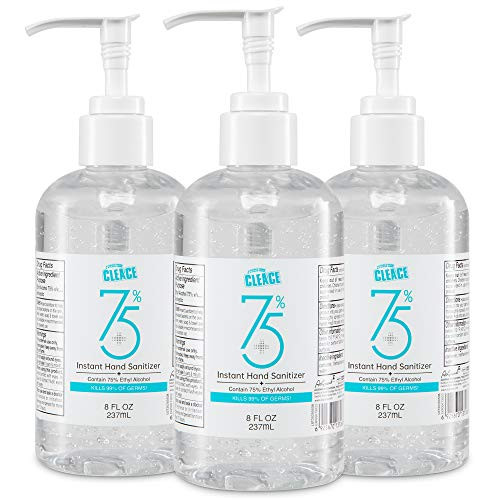 Cleace Hand Sanitizer - Advanced No-Rinse Gel - 75 percent Alcohol - 3 Pack of 8 Fl Oz Bottles