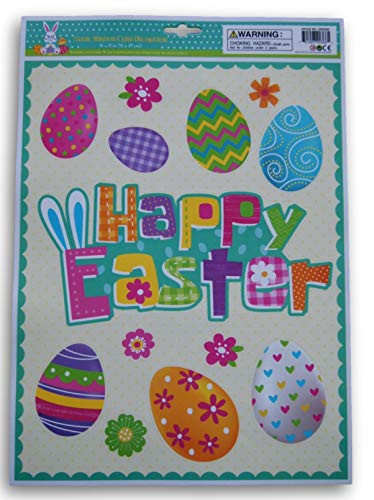Easter and Spring Themed Static Window Clings - ''Happy Easter'' Eggs - 13 Piece