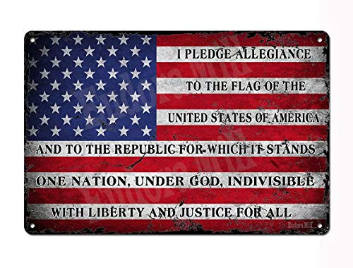 Eudora Mill I Pledge Allegiance to The Flag - USA American Flag Retro Vintage Metal Tin Sign 8"x12" Vintage Man Cave Bar Cafe Home Decor Wall Art Sign for Military and Veterans