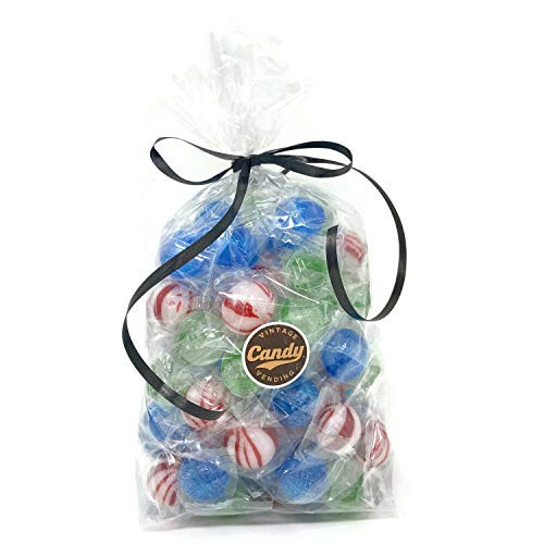 Patriotic Mints Mix Hard Candy Balls Wrapped, Bulk Gift Bag -One pound-