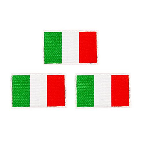 Italy Flag Patch Bulk 3.5 inch x 2.25 inch State Iron On Sew Embroidered Tactical Backpack Hat Bags Italian -3-Pack Patch-
