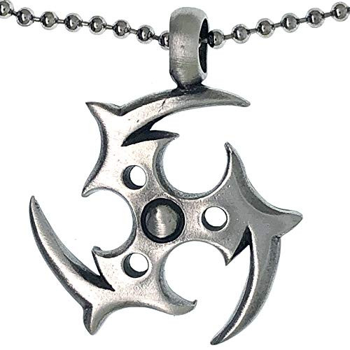 Rowel Ninja Shuriken Fire Wheel Tribal Triskelion Triskele Wind Energy Pewter Unisex Men's Pendant Necklace Wealth Money Lucky Charm Protection Amulet Safe Travel Talisman w Silver Ball Chain Rowel Ninja Shuriken Fire Wheel Tribal Triskelion Triskele Wind Energy Pewter Unisex Men's Pendant Necklace Wealth Money Lucky Charm Protection Amulet Safe Travel Talisman w Silver Ball Chain
