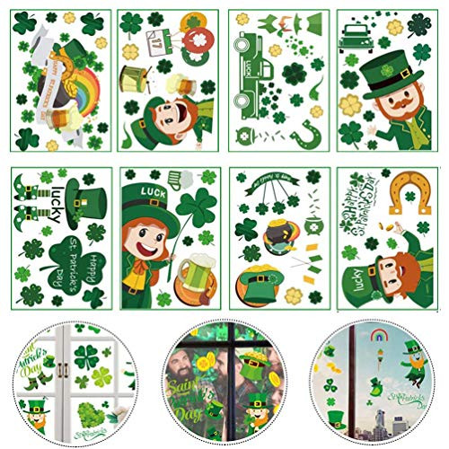 9 Sheets 122PCS St Patrick's Day Window Clings Decals Decorations, Lucky Shamrock Clover Window Stickers for St Patrick's Day Decorations, Glass Windows, Party, Irish Party Ornaments Supplies -122Pcs- 9 Sheets 122PCS St Patrick's Day Window Clings Decals Decorations, Lucky Shamrock Clover Window Stickers for St Patrick's Day Decorations, Glass Windows, Party, Irish Party Ornaments Supplies -122Pcs-