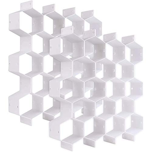 Underwear Drawer Organizer, Honeycomb Drawer Divider Organizer for Socks, Bras, Ties, Scarves -White-