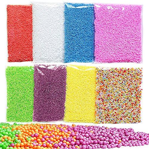 Swallowzy 8Pack Slime Beads, Micro Polystyrene Styrofoam Beads Small Foam Balls for Slime Making Art DIY Craft, 0.08-0.14Inch, 50000Pcs