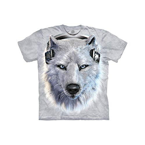 The Mountain White Wolf Dj Child T-Shirt, Grey, Medium The Mountain White Wolf Dj Child T-Shirt, Grey, Medium